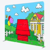 Lofaris Cartoon Outdoor Red House Grass Pillow Case Backdrop
